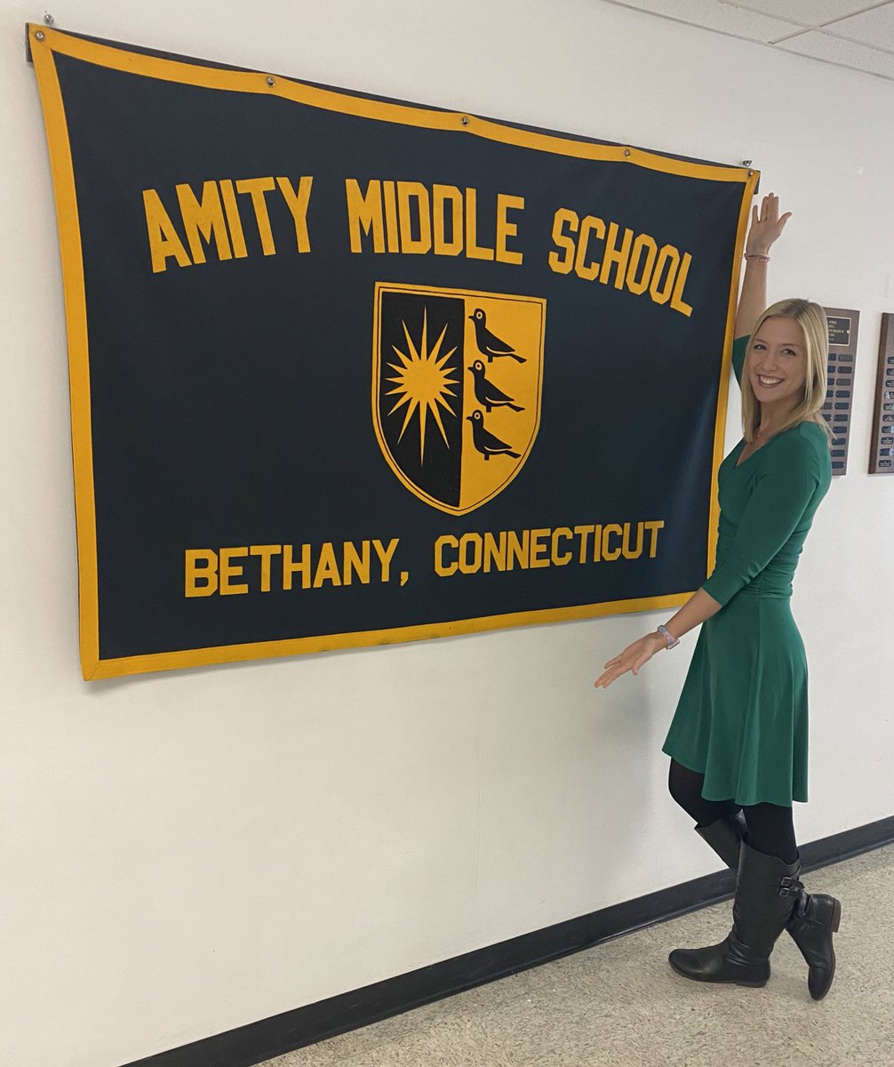 marge_farrell's tweet photo. So fun being back at my middle school today for a @FOX61News story 🖤💛🖤 once a Spartan, always a Spartan! 
Where did you go to school? https://t.co/EyDhL5MRAh