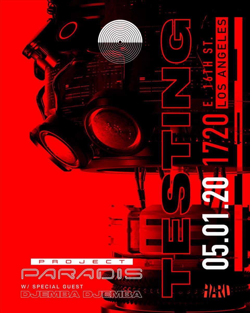 ProjectParadis's tweet photo. PROJECT PARADIS TESTING 001 - Los Angeles. May 1, 2020 w/ Guest Operations by Djemba Djemba. Presented by @HARDFEST -
tickets on sale Friday, March 6 https://t.co/p1bNXe2Np2