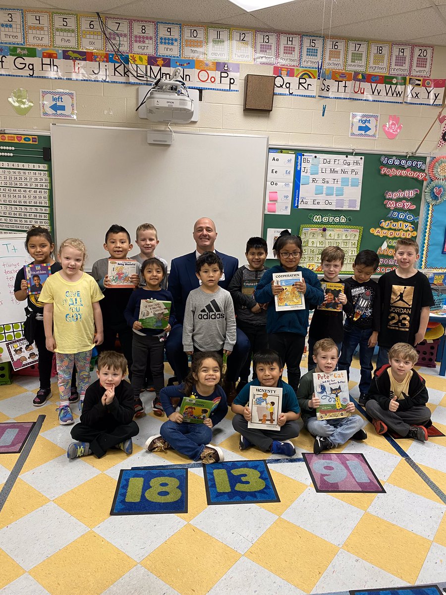 Grimes75's tweet photo. I enjoyed participating in “Read Across America” at West Elementary School this morning. I read about character &amp; honesty to Ms. Sykes and Mrs. Grimes classes. Reading and character education; love my job! https://t.co/imeJxdbgn2