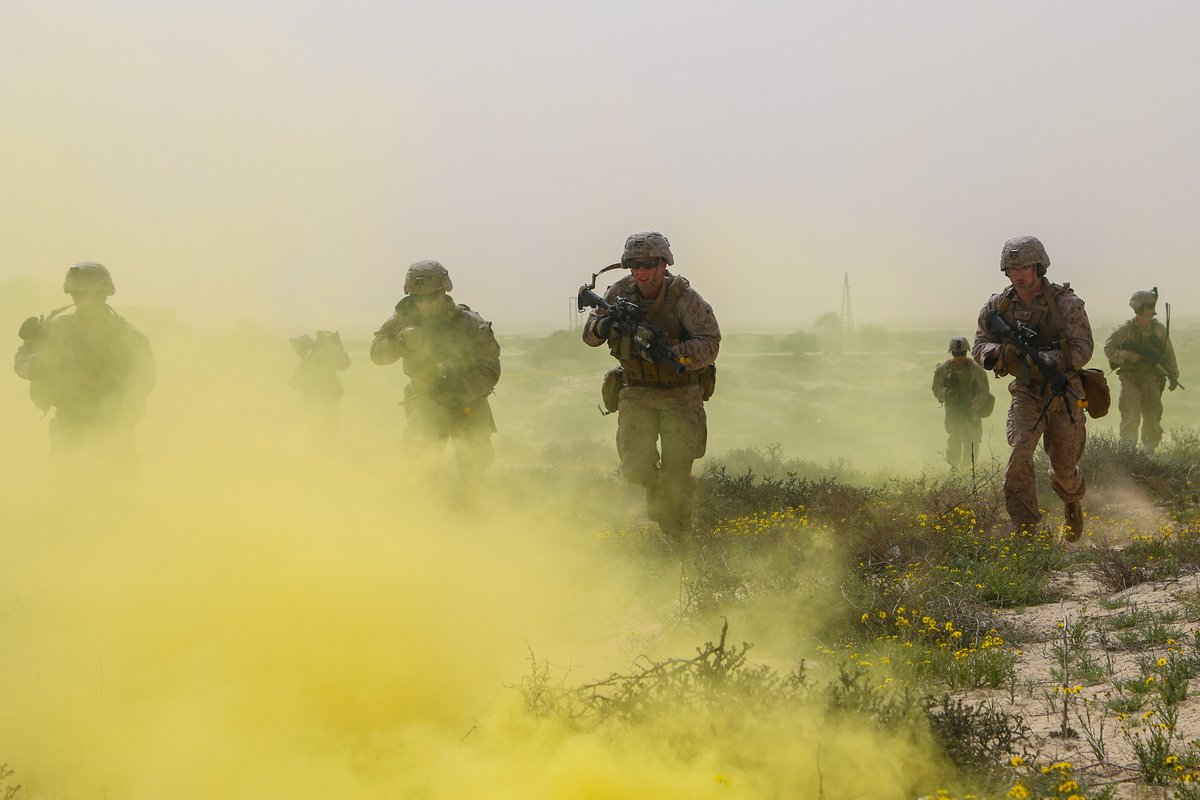 CENTCOM's tweet photo. U.S. #Marines with 2nd Battalion, 7th Marines assigned to #SPMAGTFCRCC 19.2 and Royal Saudi Naval Forces (RSNF) conduct a raid as part of Exercise #NauticalDefender20 (ND) in Jubail, #SaudiArabia, Feb 26 @USMARCENT @USAinKSA @US5thFleet https://t.co/uMFe2PKo2y