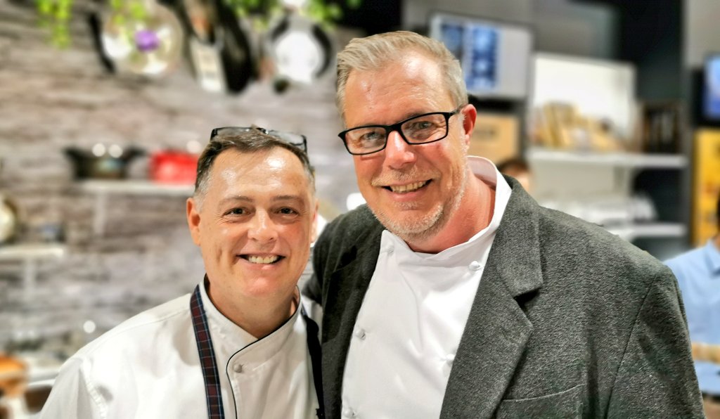 MoreThanFoodMag's tweet photo. It's the 3rd day of #Hostex2020 & look who we bump into at the beginning of our media tour with Chef Arnold Tanzer? Chef Andrew Atkinson!
#Hostex #TheShowThatDelivers https://t.co/X4KlcF5lz8