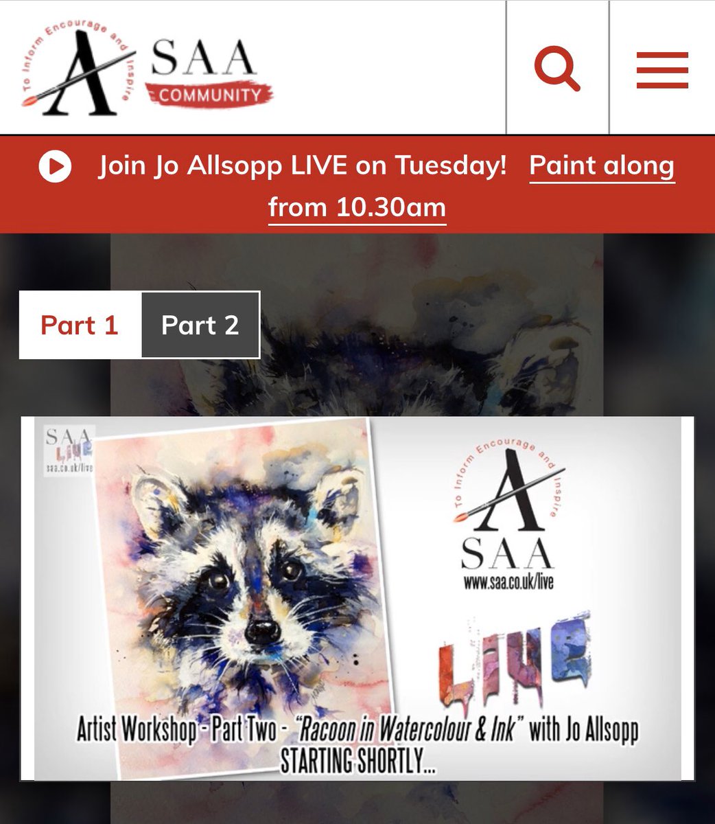 JoAllsoppSable1's tweet photo. Fantastic day of live streaming my raccoon to a sell out workshop at the SAA headquarters in Newark. Love my job 😍#SAA #raccoon #wildlifeartist #watercolorpainting https://t.co/qr52Lrriew