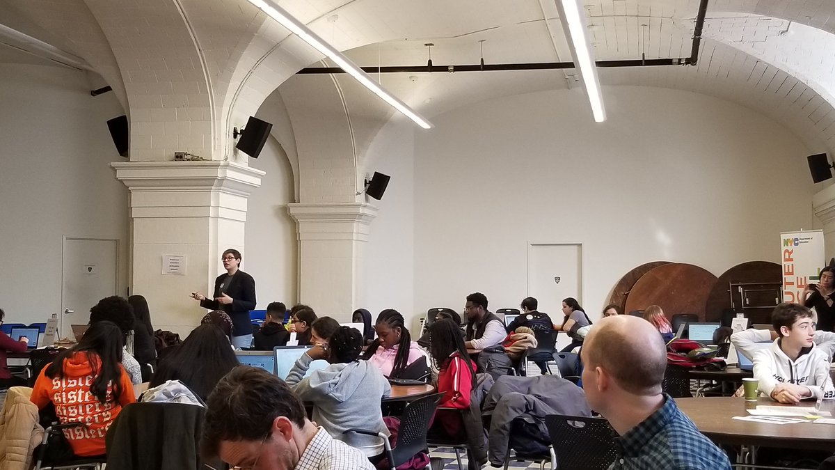 yben's tweet photo. Judging at the @CSforAllNYC #HackLeague semi-finals today. Some of these ideas a amazing! Middle schoolers today are really coming up with the answers to society's problems.
Thanks to @galeabrewer for hosting and joining! https://t.co/WKUwvPBkOC