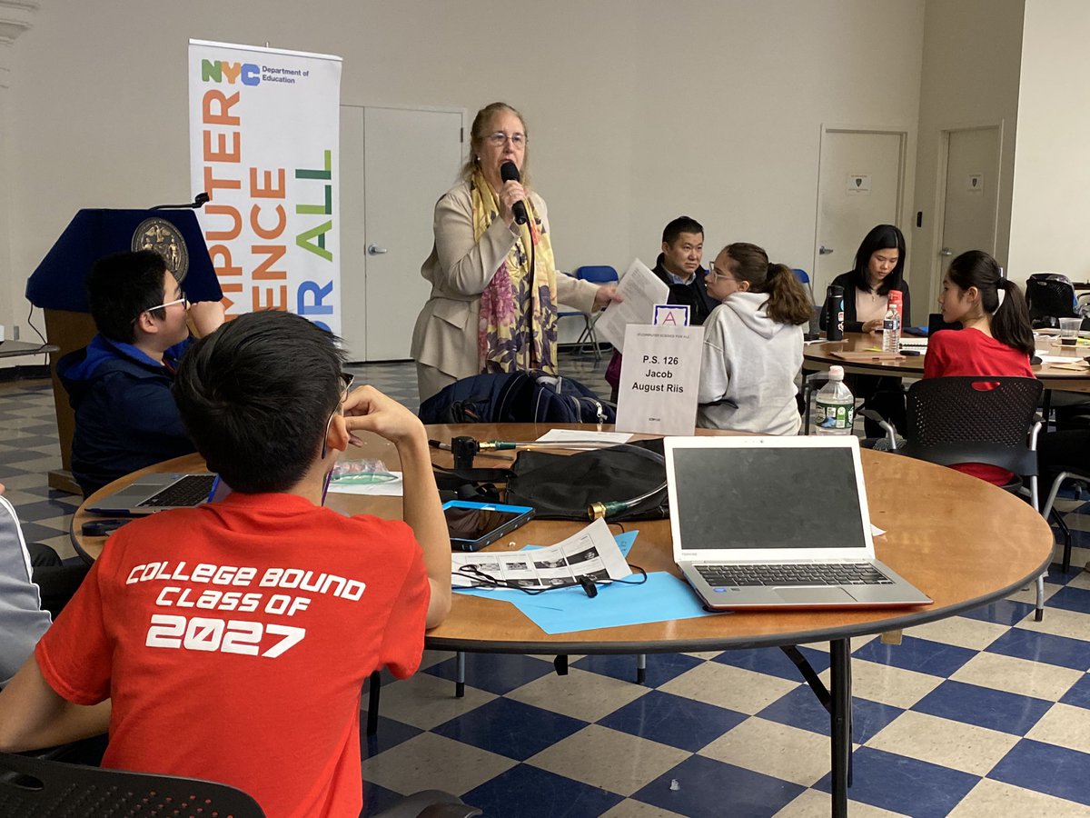 BetaNYC's tweet photo. We're lucky to have Manhattan Borough President @galeabrewer talking to our @CSforAllNYC #hackleague students. Hope you are having a great #opendataweek! https://t.co/fqlpS8VznX