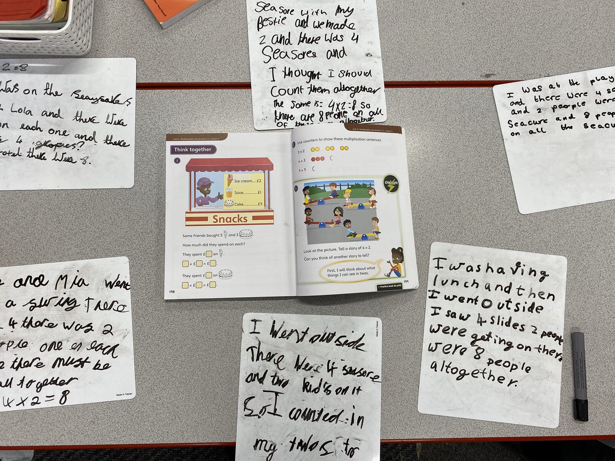 class5stmarys's tweet image. Telling stories through multiplication sentences has helped us give context and solve real life problems! 🗣💡#powermaths #mastery #explainit #convinceme @stmarysderby