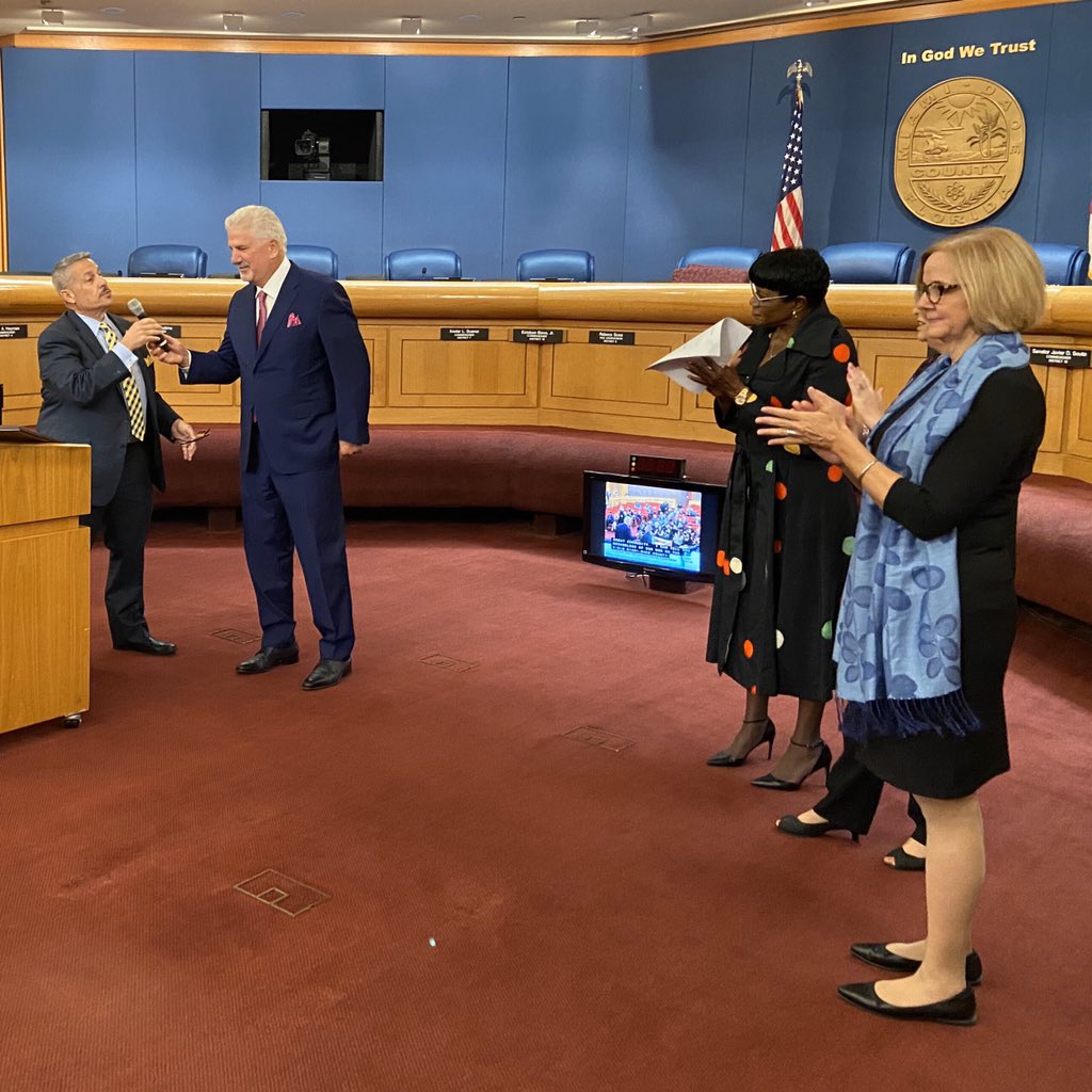 JosePepeDiaz305's tweet photo. Today my colleagues and I had the great honor to recognize @MIASBLIV Host Committee Chairman @RodBarretoMiami for his commitment and excellence representing #OurCounty during the #SuperBowlLIV! #SBLIV https://t.co/vIPG4fHs3c