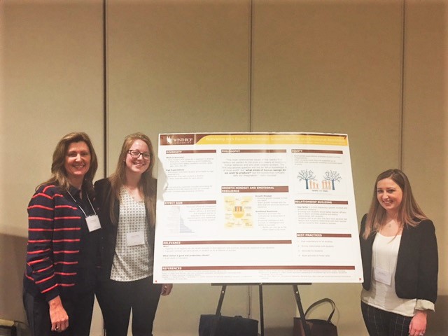 WinthropCESHS's tweet photo. MAT Math and Biology teacher candidates, Melissa Wallace, Shea Nunn, and Education Core faculty Dr. Tammy Burnham, presented their poster “ at the annual South Carolina Educators for the Practical Use of Research (SCEPUR) conference in Columbia, SC. https://t.co/vqy0MNicnQ