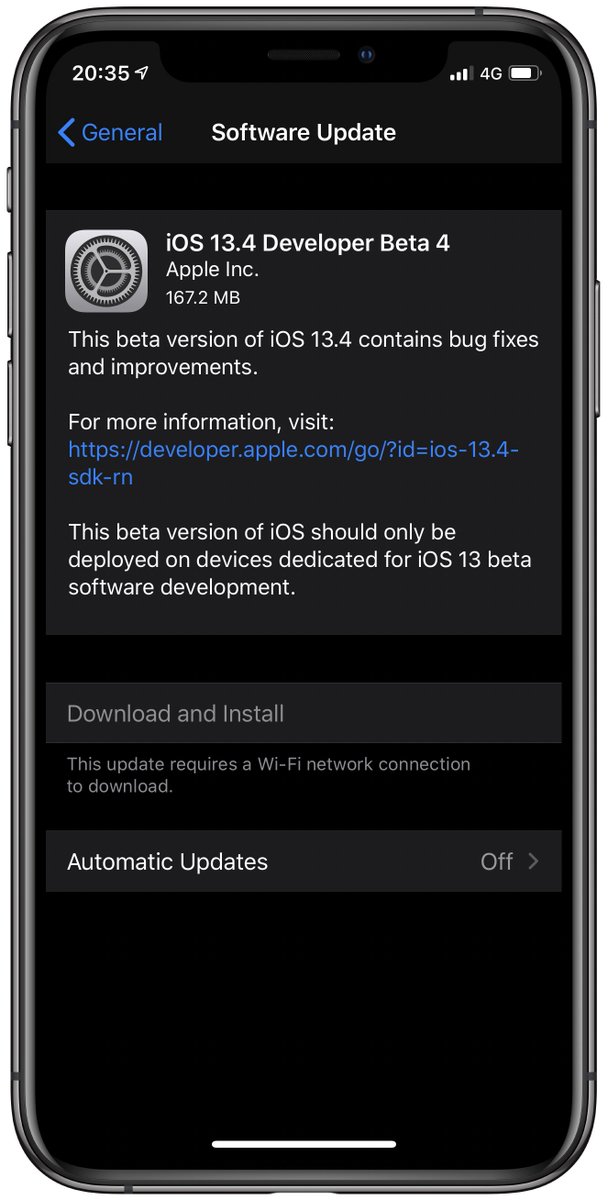 iSWUpdates's tweet image. iOS 13.4 Dev beta 4 (17E5249a) has been released. #iOS134 #iOS134DevBeta4 #iOS134Beta4