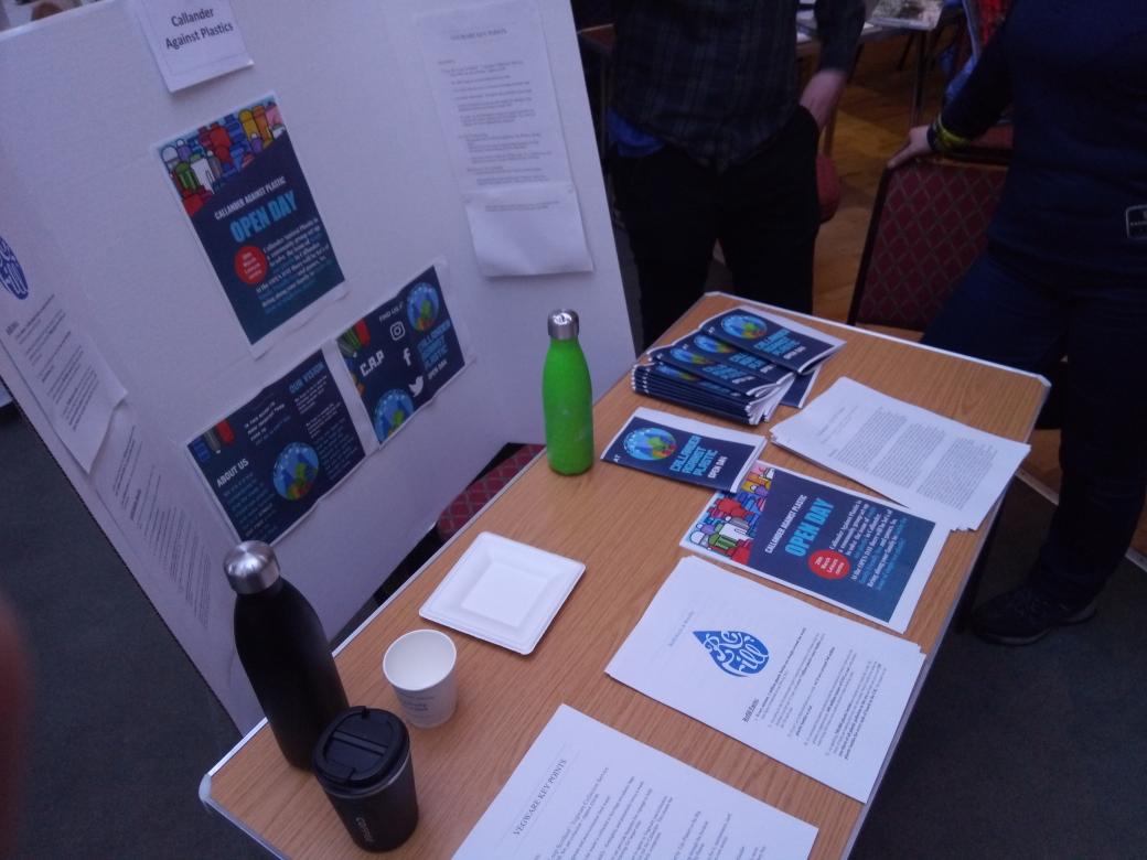 Callander_AP's tweet image. Our stall is up and ready to give out information for the public and businesses! We are here until 9pm. Come along and see other groups @incallander! #singleuseplastic #vegware #plasticfreetuesday.