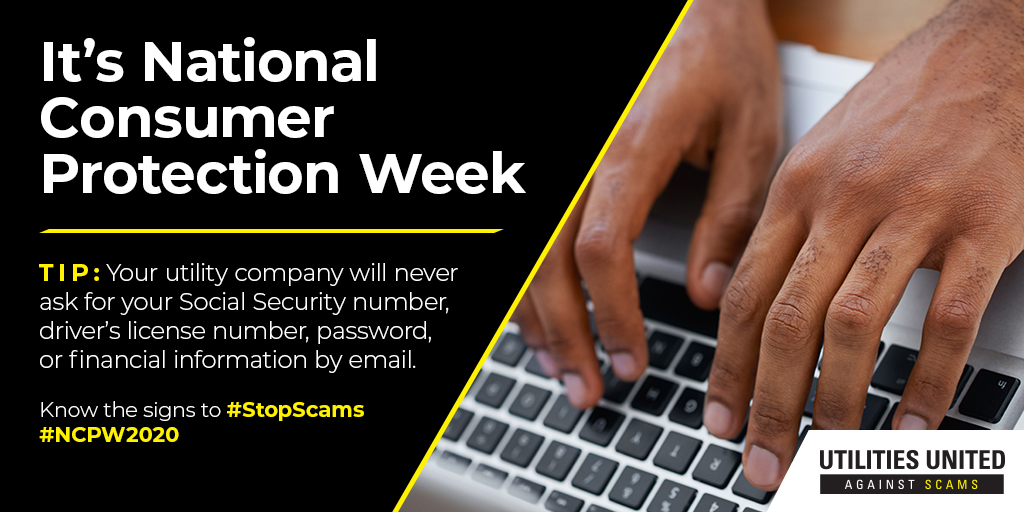 PSEGLI's tweet photo. It’s #NCPW2020 Follow along with us and with @U_U_A_S throughout the week to raise awareness and learn the signs to #StopScams! Here is our #TipTuesday for today! Learn more - https://t.co/KcXcdMJty1 #UUAS https://t.co/FpdSI92G7v