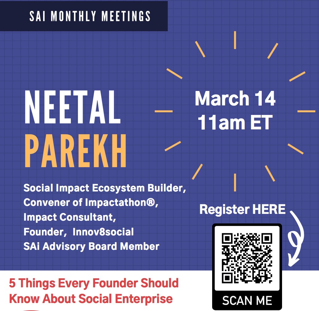 Sai Resident Collective (@sai_collective) on Twitter photo You are all invited to join us at our next #SAiMeeting on March 14 where we will hear from <a href="/neetal_parekh/">Neetal Parekh</a> (Founder of @Innov8social) who'll talk about the "5 Things Every Founder Should Know About Social Enterprise." Register here: zoom.us/meeting/regist… #scicomm #ScienceMatters You are all invited to join us at our next #SAiMeeting on March 14 where we will hear from <a href="/neetal_parekh/">Neetal Parekh</a> (Founder of @Innov8social) who'll talk about the "5 Things Every Founder Should Know About Social Enterprise." Register here: zoom.us/meeting/regist… #scicomm #ScienceMatters