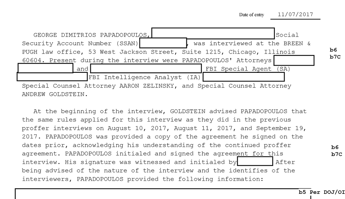 Also in the Mueller 302 dump: George Papawiththefakeitalianwife proffered and "flipped"...but then unflipped which is so dumb only Mike Flynn tries it.The rest is still redacted.