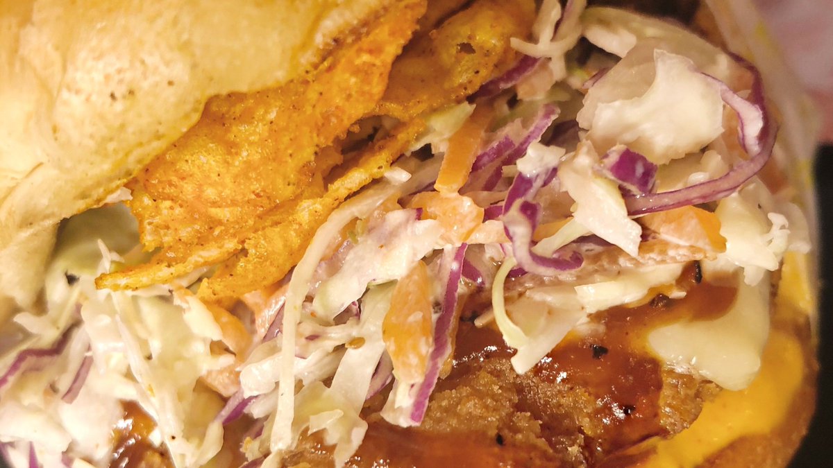 chickenguy's tweet photo. Up close and #flavorful look at our Bourbon Brown Sugar BBQ Sandwich 🔥 🐔 https://t.co/vEaviwa1jF