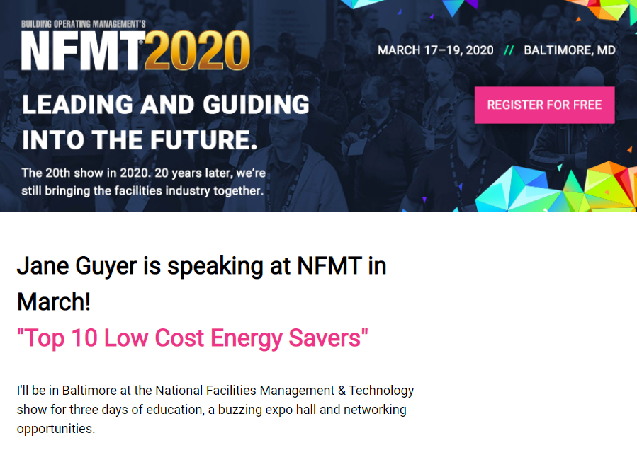 ETCGroupLLC's tweet photo. You won't want to miss Jane Guyer's session, "Top 10 Energy Savers" at #NFMT20 in Baltimore! #FMs, what are your greatest challenges around #EnergyEfficiency and #Sustainability? https://t.co/RGIZdxzkk0