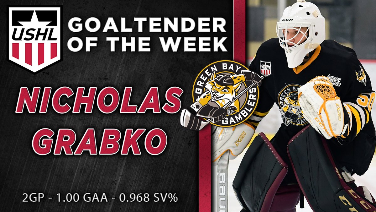 USHL's tweet photo. AJ Hodges (@Musketeerhockey), Ty Gallagher (@TyGallagher_42 / @USAHockeyNTDP) and Nicholas Grabko (@nicholasgrabko / @GamblersHockey) are you USHL Players of the Week!

https://t.co/x6BqDNnxoR

#WhosNext https://t.co/7dDWjgpGGx