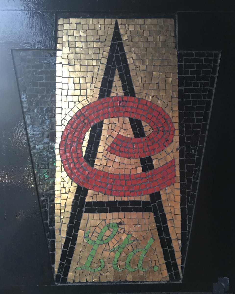 Here’s one for you @ghostsignsgla = a lovely hand crafted mosaic logo detail from the 1950s (?) spotted in the vestibule of what is now a cafe on Minard Road in #Glasgow’s Shawlands🥰! Looks like AG Ltd🧐? Any ideas🤔?!