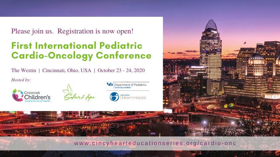 We are excited to announce that registration is now open for the first ever International Pediatric Cardio-Oncology Conference taking place this fall in Cincinnati!

More info: cincyhearteducationseries.org/cardio-onc

#PCOC2020 #PedsCardio #PedsCardioOnc #CardioOncology #MedTwitter #Cardiology