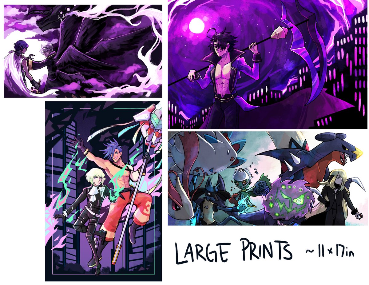And lastly, prints! The big boys!
Small ones will be ~$5, Medium ones for ~$10, and Large ones for ~$15! As always I'll definitely give you a discount of sorts if you buy many things at once because I know how taxing AAs are on the wallet ?
