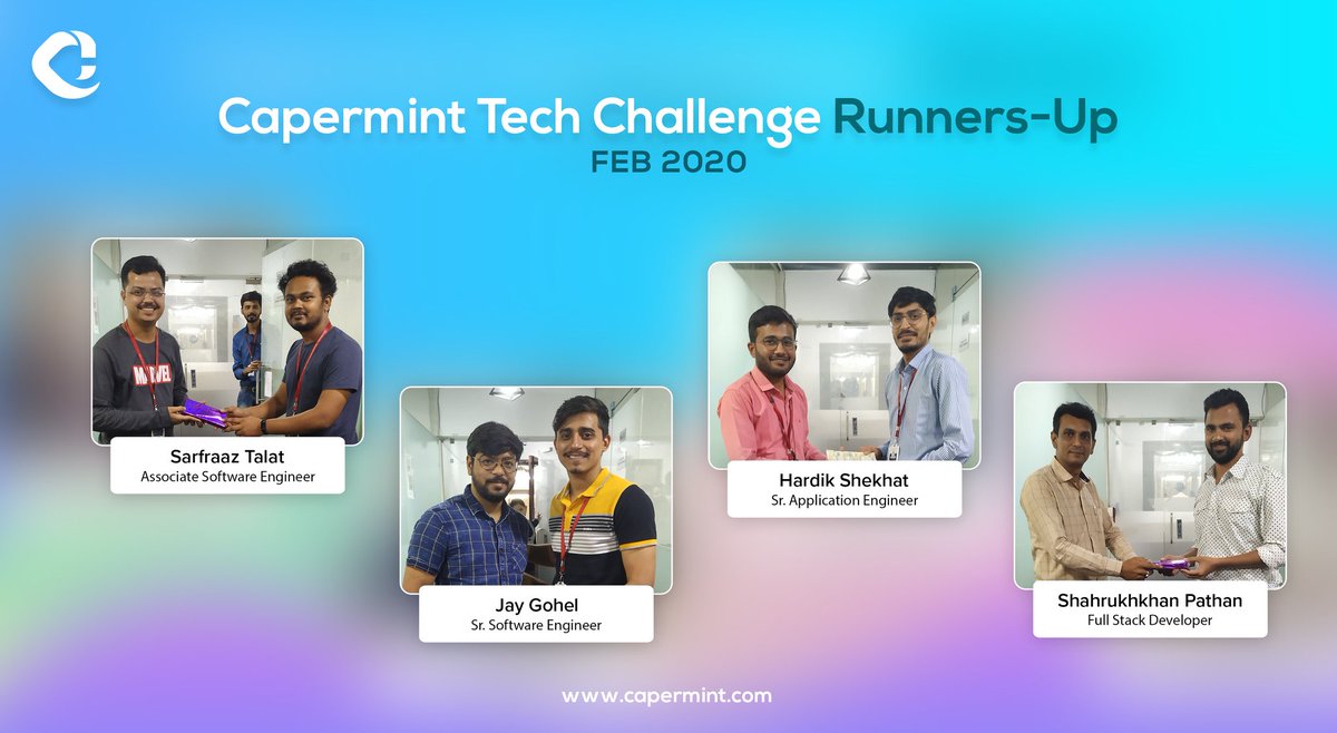 Caperminttech's tweet photo. As we are continuing our tech challenges for each month, the second tech challenge has been completed and we are glad to #announce the #winners and runners up for the challenge of creativity
#capermintarmy #competition #techchallenge #challenge2020 #techchallenge202 #creativity https://t.co/oloeFMTaoO