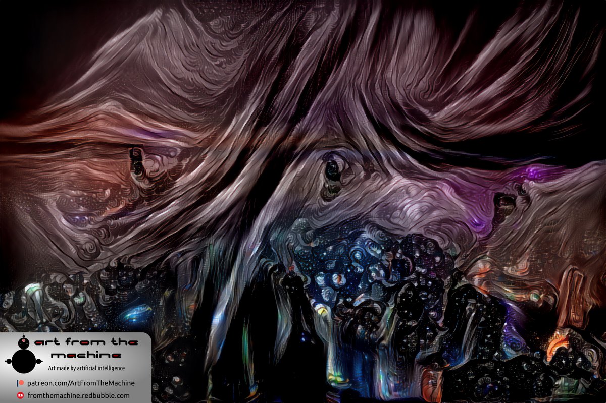 "It Has Eyes" - Neural style transfer from fractal pattern to... Who knows. #art #deeplearning #deepstyle #digitalartwork #digital #digitalartist #ArtistOnTwitter #cgi