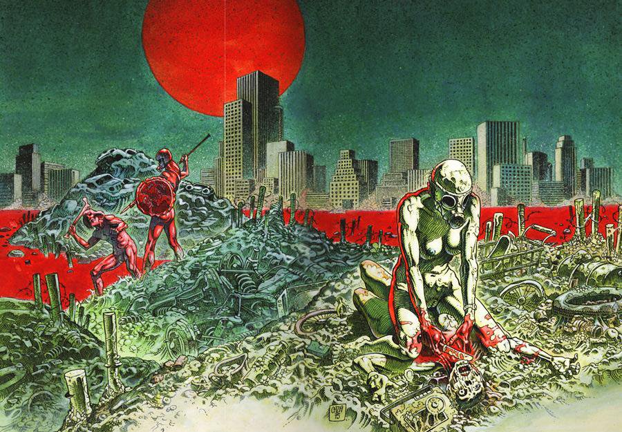 If the spacesuit is the symbol of progress, the gas mask is the sign of the apocalypse. In popular culture it signifies that science has turned against us. It's the face of dystopia.