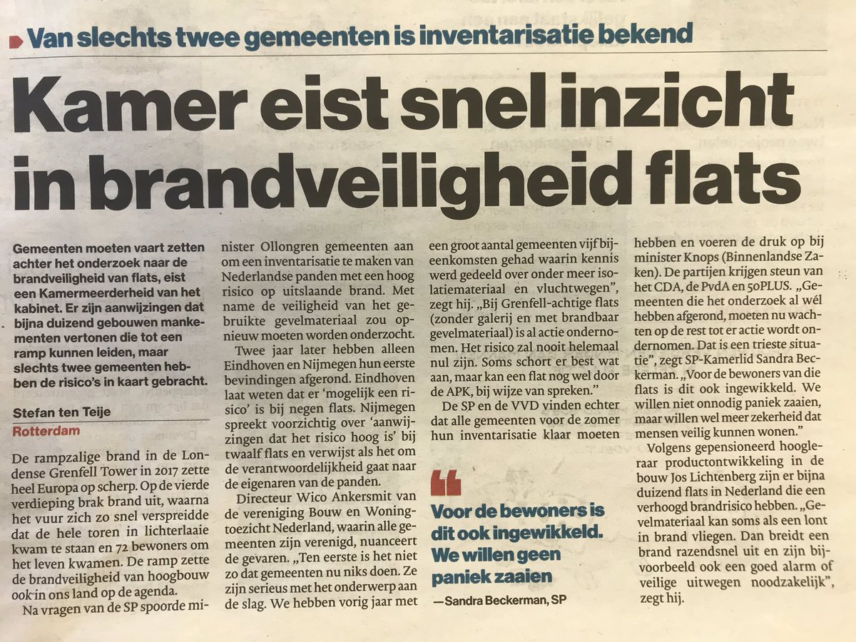 ‘Bijna duizend flats bij brand mogelijk onveilig’ De kranten stonden er weer vol mee. Onderzoek met spoed het bestaande bezit! En bij nieuwbouw/renovatie bied <a href="/weborijssen/">WEBO</a> HSB #Steigerloos #prefab gevelelementen met Brandklasse B #KOMO #kwaliteit 

ad.nl/wonen/bijna-du…