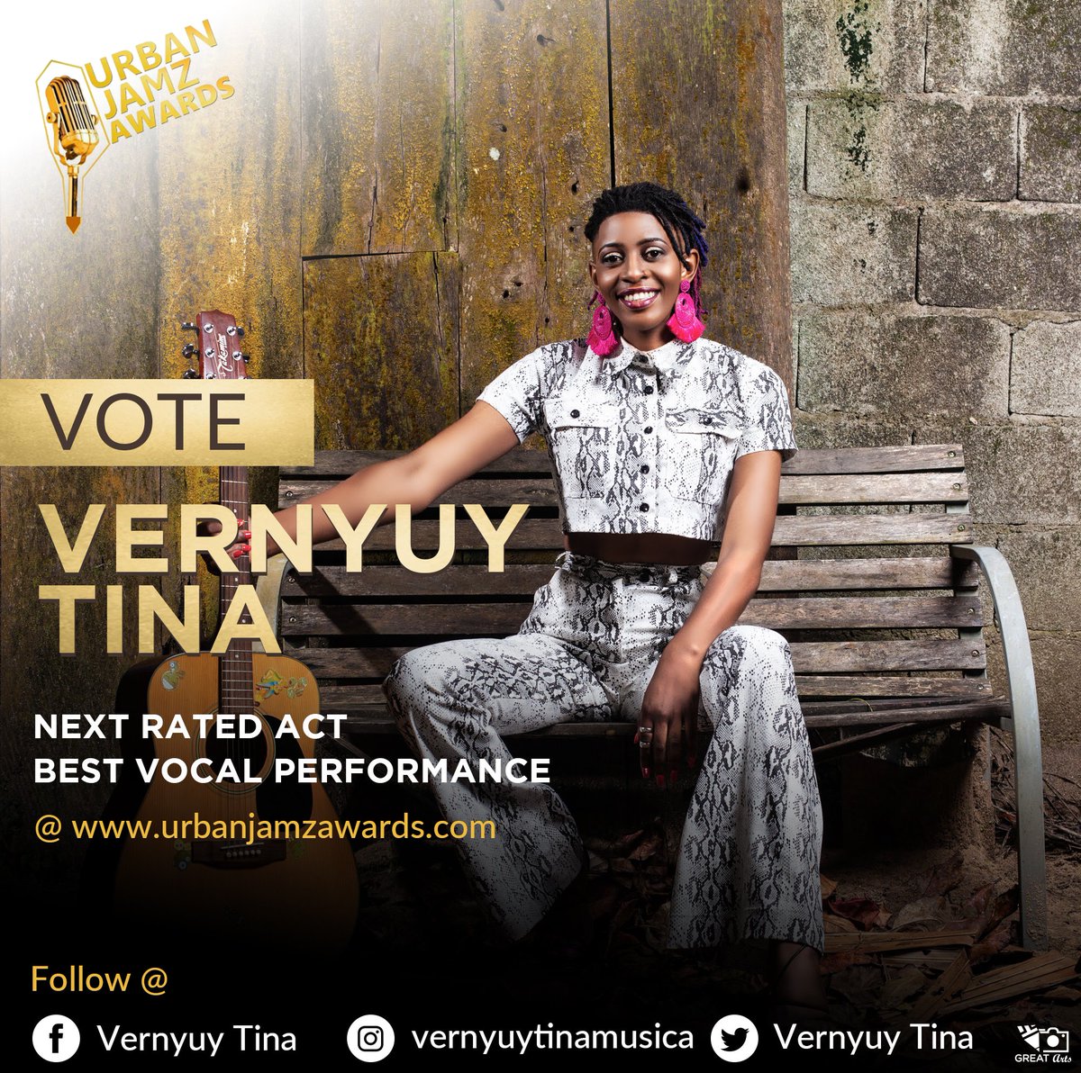 VernyuyTina's tweet image. 🕊TiNation, Dio è sempre buono 🙏
We&apos;ve been honored by the Urban Jamz Awards 🇨🇲
Gracias! For your loyalty has put me in the category of
● Next Rated Act
● Best Vocal Performance 
Let&apos;s clap for ourselves👏 while we vote via the link 
👉 urbanjamzawards.com
#AfroNjang 🌴