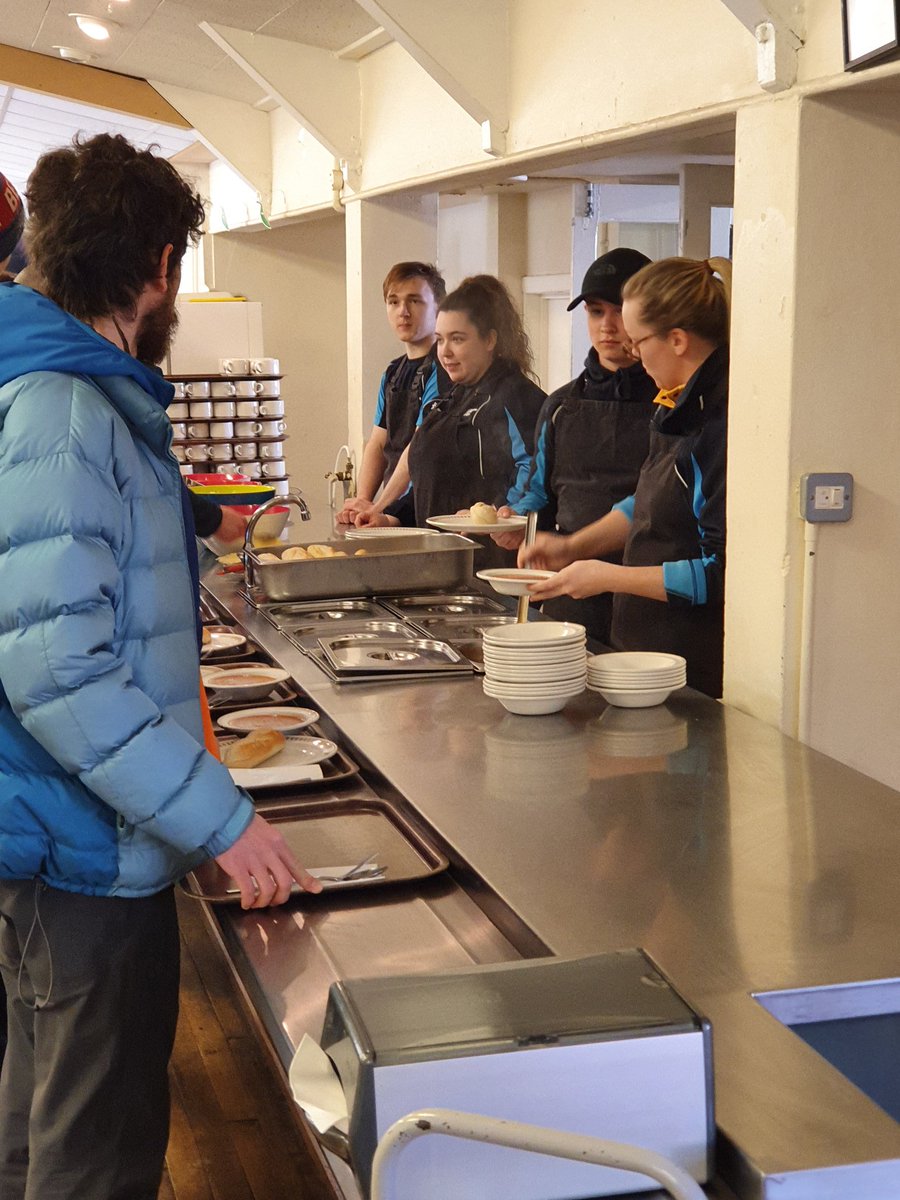 SportsGkc's tweet photo. A great visit to Scottish Outdoor Education Centre - Belmont. Students were getting some training on the usual jobs they are expected to do on work placements, even serving lunch. 🍽🥣🍞 https://t.co/W8DeYJJyDw