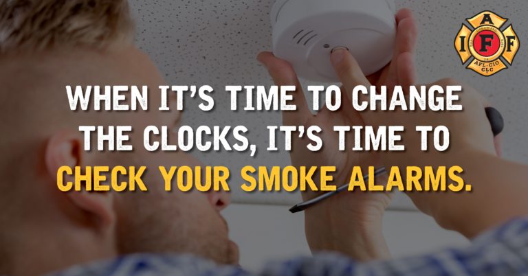 IAFFofficial's tweet photo. #IAFFSafetyTips:Two-thirds of home fire deaths result from broken smoke alarms. Check your smoke alarms when you change the clock on March 8. https://t.co/KTlRz3RUET