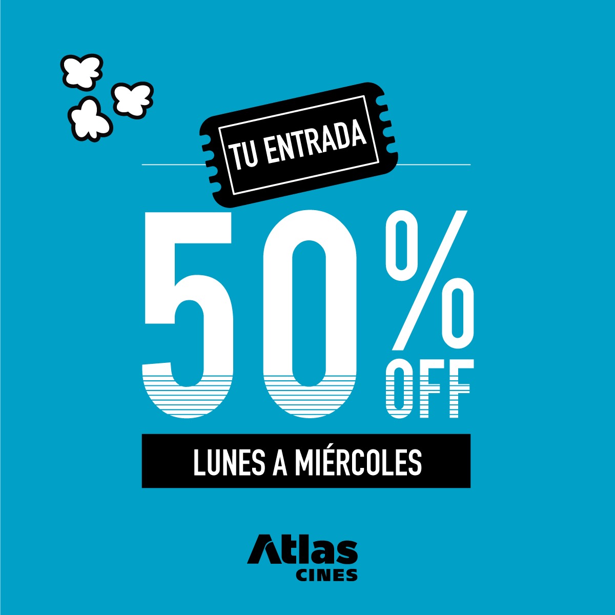 👉 De lunes a miércoles 🎟️ tenemos mitad de precio en entradas 2D! 🎬🍿🥤 ¡Vengan a aprovecharlo! 😉✨