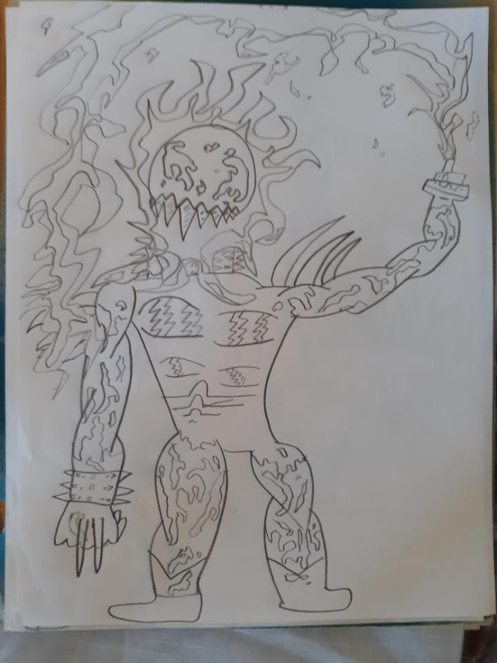 This one is also Venom-related, though here he has a flamethrower hand and lots of extra spikes. Also, his head is on fire. The 90's were neat. 