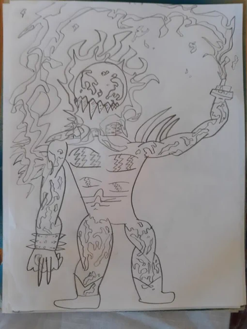 This one is also Venom-related, though here he has a flamethrower hand and lots of extra spikes. Also, his head is on fire. The 90's were neat. 