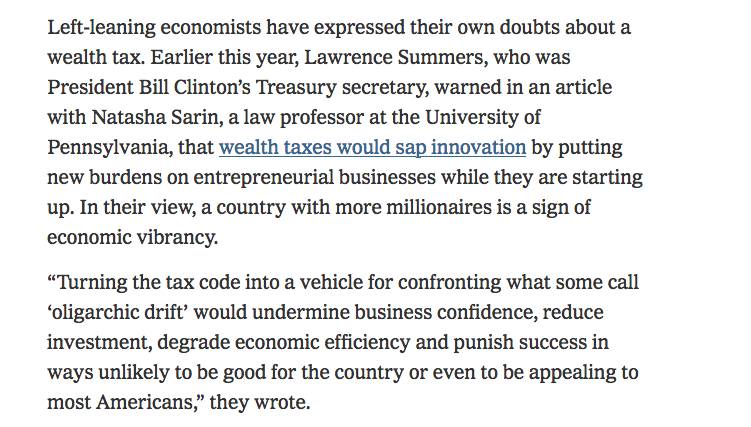 GunnelsWarren's tweet photo. Opponents of Bernie's wealth tax:
Steve "the foreclosure king" Mnuchin
Gregory "outsourcing is good" Mankiw
Larry "deregulating Wall Street is great" Summers
Jamie "a recession will be good for my bank" Dimon
= those who are funded by the establishment & the billionaire class https://t.co/TjRGSzbTKH