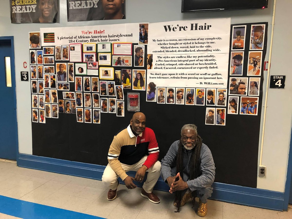 PathwaysInTech's tweet image. We&apos;re Hair is a school-wide pictorial and poem created by our very own, Mr. Williamson! The project untangles the various challenges of Black hair and showcases our spectrum of beautiful #PTECH hair!

Watch the video created by @Justin_Andrew17!!
youtu.be/MNvp6LWmi-c