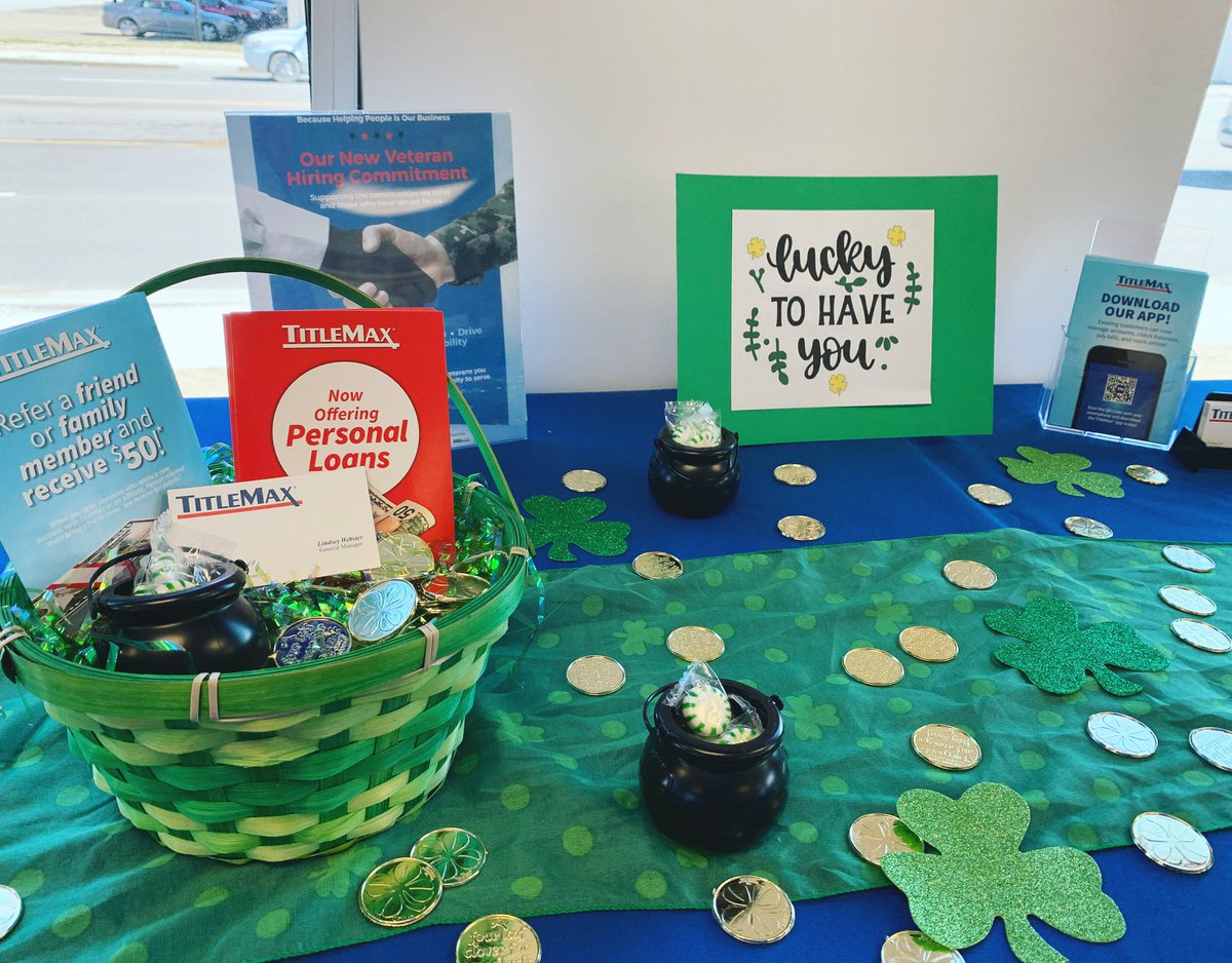Know Anyone That Could Use A Little Luck This Month? Refer A Friend &amp; Receive $50!☘️ We Are So Lucky To Have 🍀Y•O•U🍀 #tmxcares <a href="/lindsey_rigdon/">Lindsey Rigdon</a> #StPatricksDay #SuperTuesday #titlemax #showo