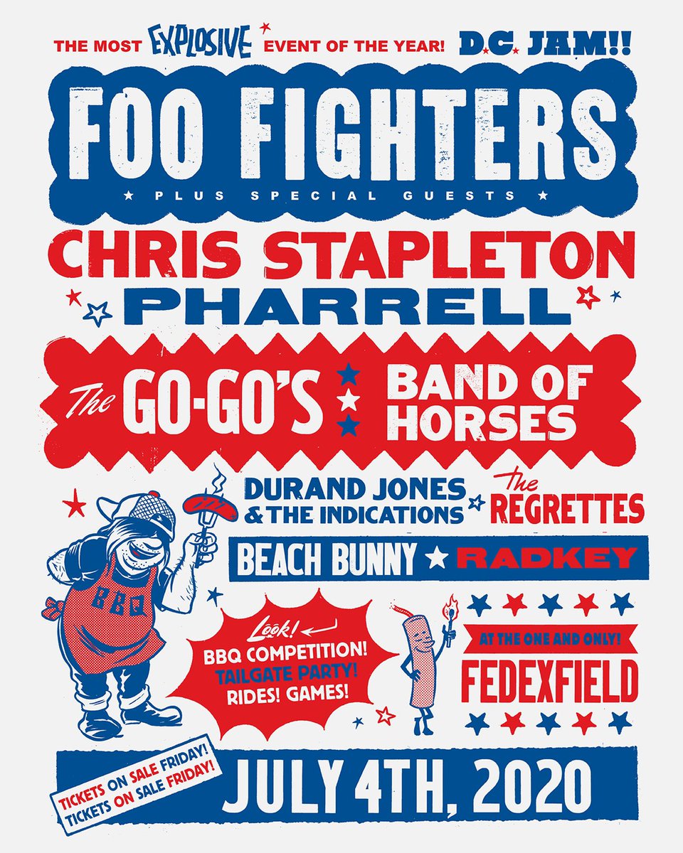 DJ_Indications's tweet image. Excited to announce that we’ll be joining the @foofighters along with many other great acts on July 4th in Landover, MD for @dcjamfest! Tickets go on sale Fri, March 6th at 10AM ET at dcjamfest.com/tickets.