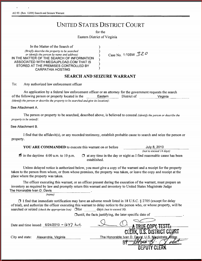 Megaupload, was always based in Hong Kong, but they were also leasing servers in Ashburn VA. 02/22/10, a Special Agent with ICE, not the FBI, served warrants on the server owners. Case was linked to Ninjavideo, using Google email & Paypal accounts.  https://www.wired.com/images_blogs/threatlevel/2013/12/Carpathia-search-warrant.pdf