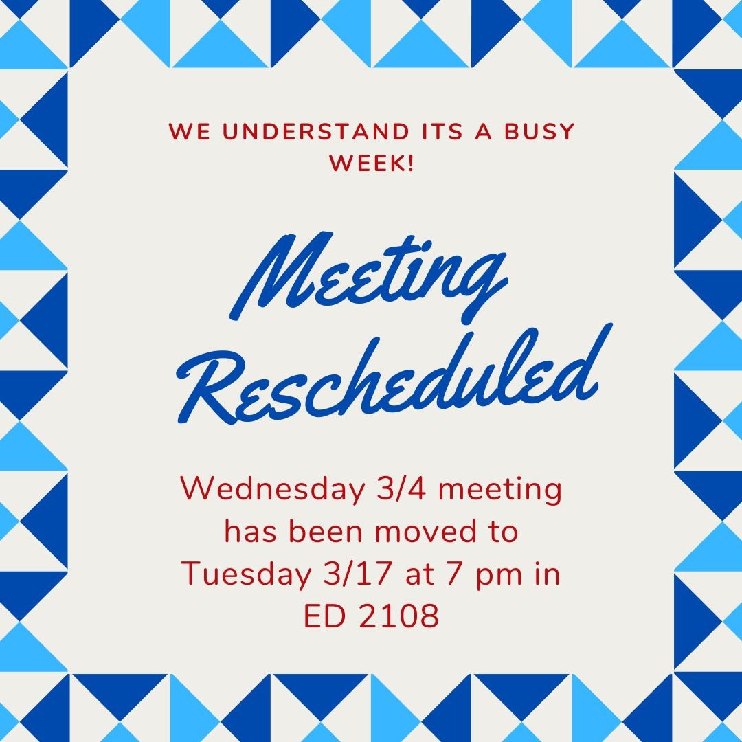 USIPPHC's tweet photo. Meeting tomorrow has been rescheduled! Good luck studying for those exams! https://t.co/ecRiaZTl6P