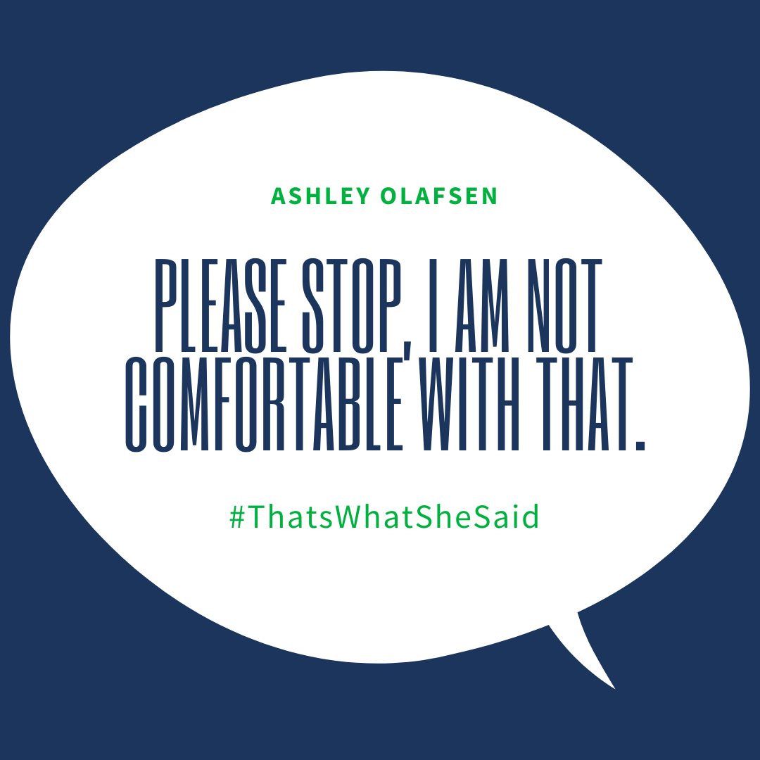 Define_theLine's tweet photo. This #womenshistorymonth we're celebrating all the fearless #women in our lives who are speaking up, defining their line, and creating change one interaction at a time.

"Please stop, I am not comfortable with that." - Ashley Olafsen
Founder of @Moveofficial. #THATSwhatshesaid https://t.co/ZebYbzOO6J