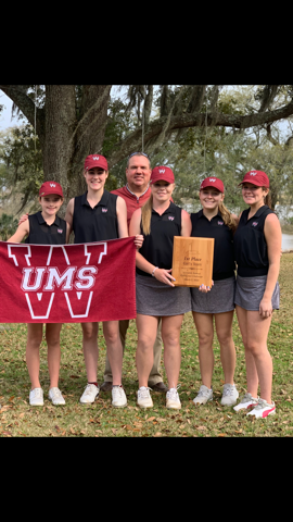 Congratulations to the Girls Golf Team for finishing in 1st Place in the Gulf Coast Challenge held at Hickory Hills Golf Course in MS. The team was led by Senior Lauren Gilchrist and solid rounds were put together by Tori Waters, Frances Brown, Noel Freeman and Caroline Bethea.