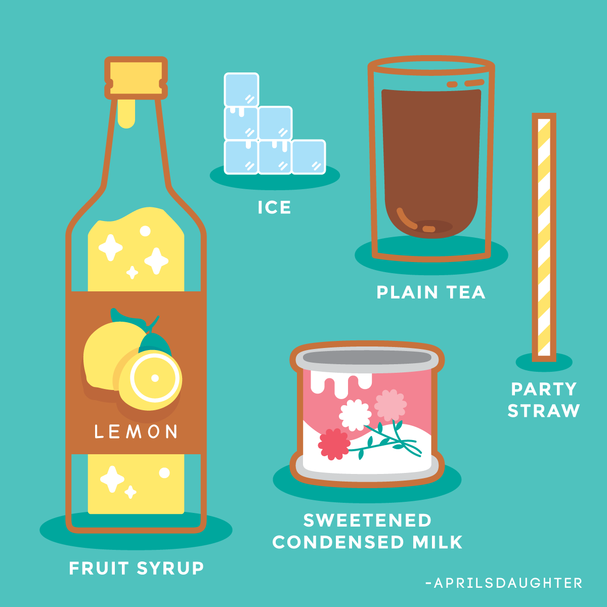 「super easy homemade Iced Lemon* Milk Tea」|muta 🍰 comifuroのイラスト