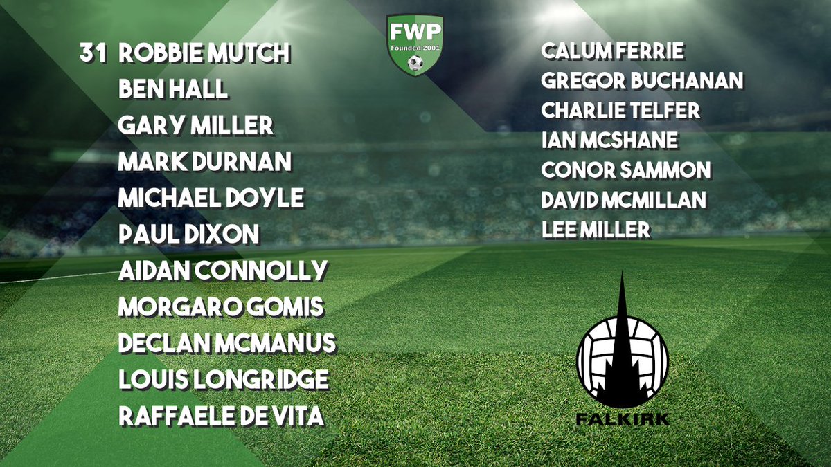 FWPFalkirk's tweet photo. @FWPFALKIRK: Mutch Hall Miller Durnan Doyle Dixon Connolly Gomis McManus Longridge Vita; SUBS: Ferrie Buchanan Telfer McShane Sammon McMillan Miller https://t.co/HQBJC4lZdK https://t.co/qc5GtVUPX1