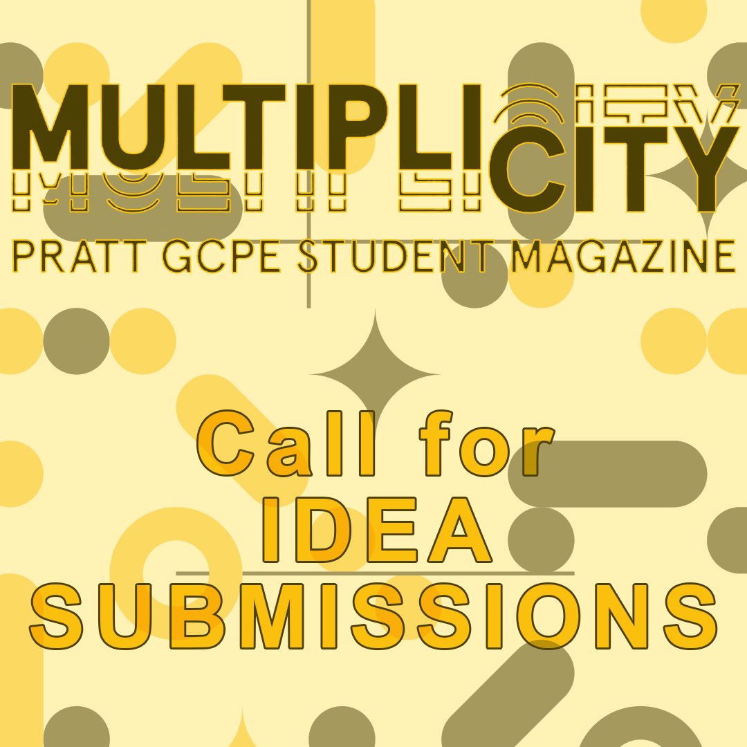 PrattPHPO's tweet photo. Call for Submissions! - Multiplicity Magazine

Idea’s submission is DUE this Friday, March 6th.

Should you have any questions regarding what an idea is, or how to submit please contact multiplicity2018@gmail.com.

BE SURE TO SUBMIT TODAY AND GOOD LUCK! https://t.co/kdCIfo35CF