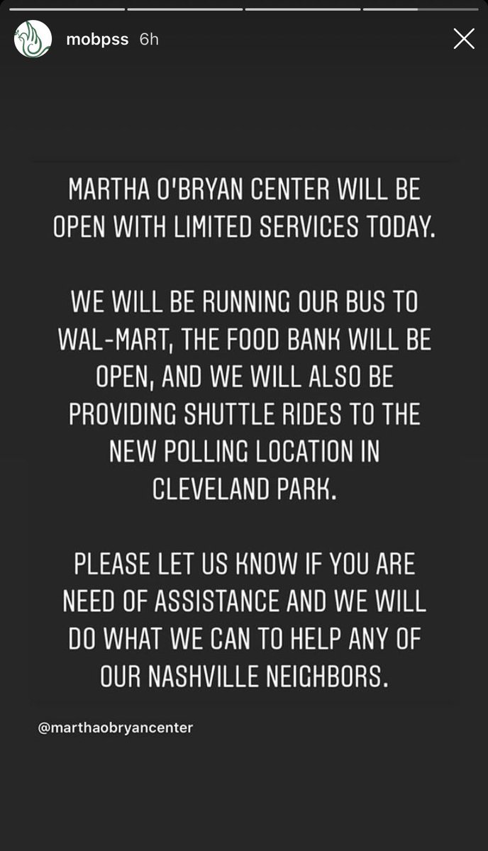 mobpss's tweet photo. Martha O’Bryan has limited resources today! Please reach out to us directly if you or your family need any assistance! #PrayingForNashville https://t.co/3WnYV0QDUt