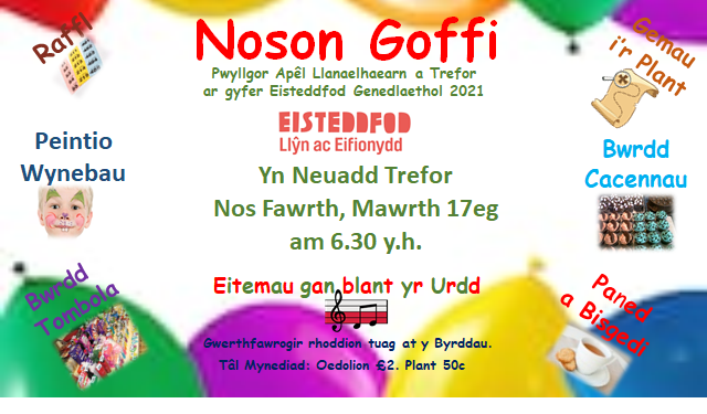 PWYLLGOR APÊL LLANAELHAEARN A TREFOR.
Dewch yn llu i noson goffi Trefor! Cadwch y dyddiad yn rhydd! #yagym <a href="/eisteddfod/">eisteddfod</a> #eisteddfodgen2021