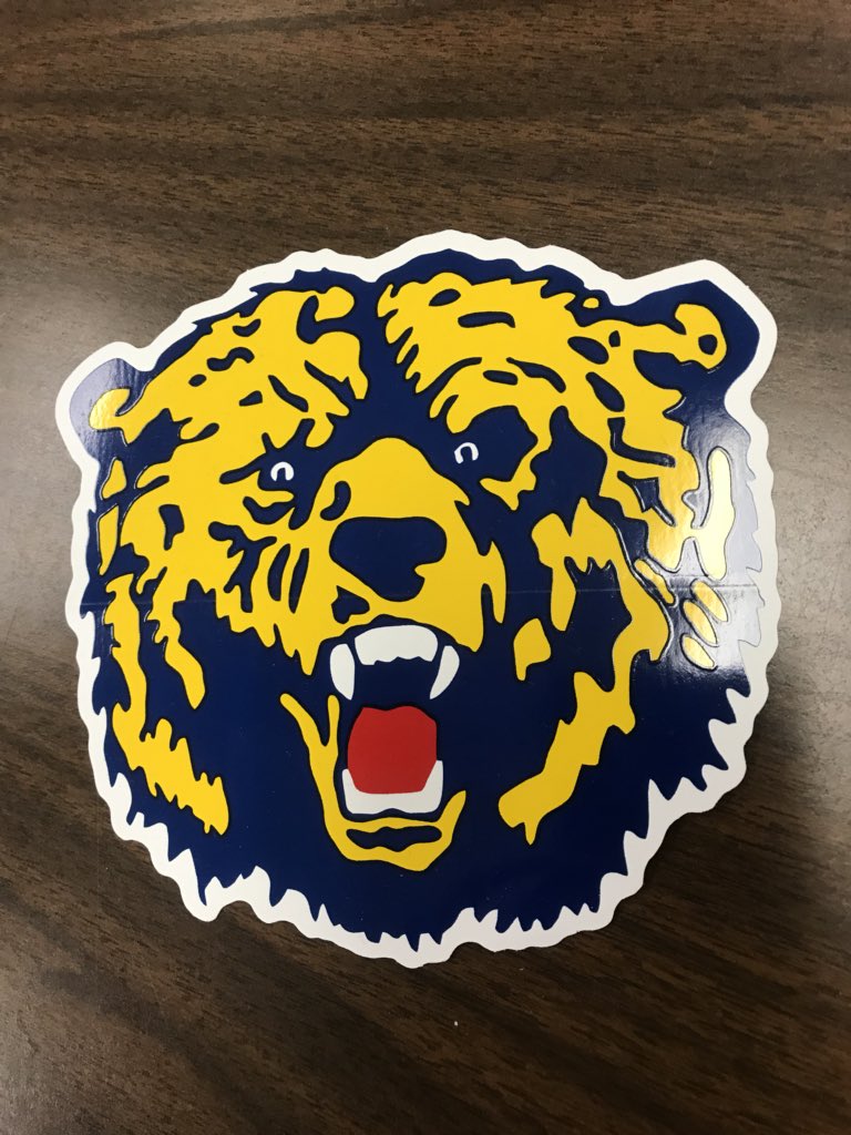 Bear head stickers now available for $5! Come get yours at Wyandotte Tees, located next to the post🐻