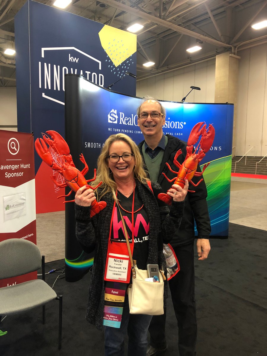 RealCommissions's tweet photo. We attended the 2020 KW Family Reunion in Dallas this year and was able to speak in one of the many educational classes during the conference. Also, Nicki from TX was our KW Scavenger Hunt winner and won our four Maine Lobster Dinner where we ship the 4 lobsters to her house! https://t.co/LWziLis48x