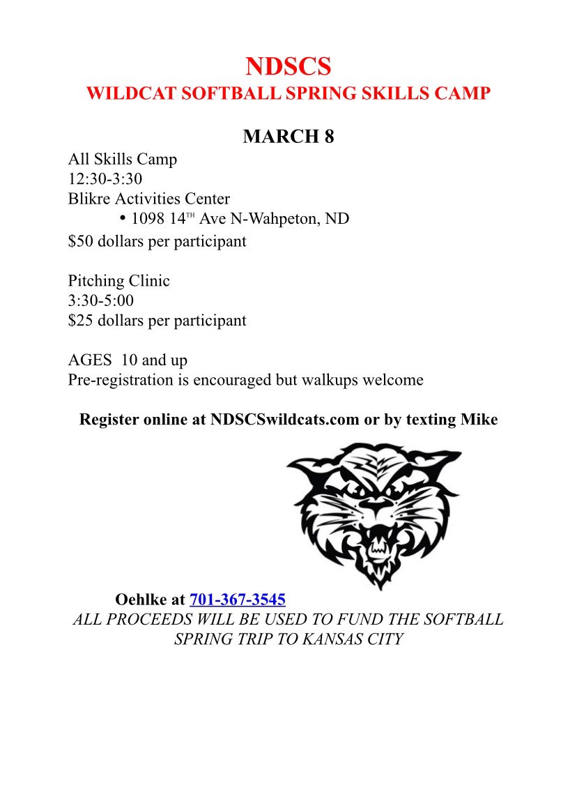 Dakota Selects Softball (@dakotaselectssb) on Twitter photo Last chance college camp! <a href="/softballNDSCS/">North Dakota State College of Science Softball</a> is off to a 6-0 start and just signed 3 North Dakota athletes in the past week. Last chance college camp! <a href="/softballNDSCS/">North Dakota State College of Science Softball</a> is off to a 6-0 start and just signed 3 North Dakota athletes in the past week.