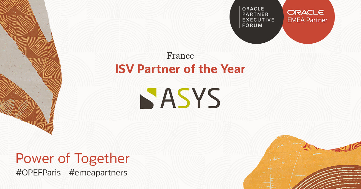 Oracle_France's tweet photo. #OPEFParis Award du partenaire ISV de l'année : bravo à @ASYS_Groupe 
🔥@Greg_Blain @thierryper @DBouysset @ASKIEFFER https://t.co/KxXSxXKVqw