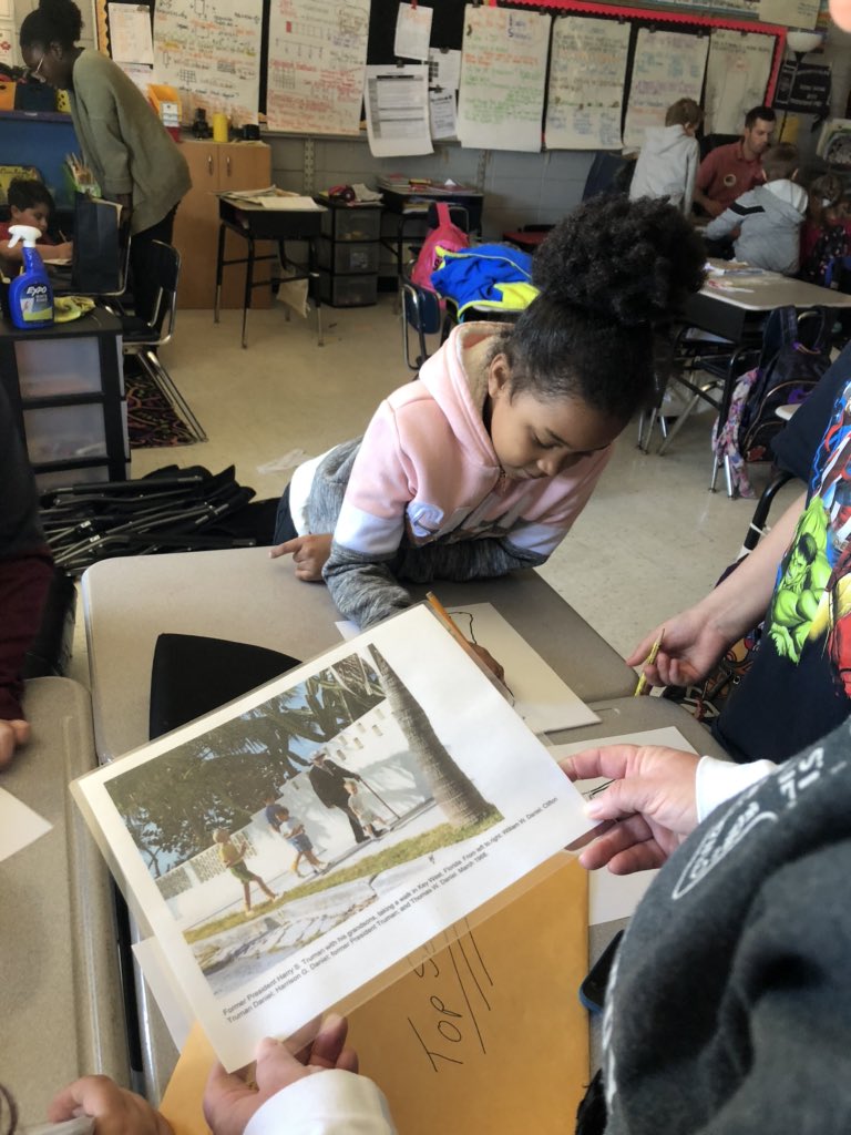 teachmestephens's tweet photo. The Truman Library came to us today so we could actually touch all things Truman. #isd3rdgrade @GlendaleElemISD https://t.co/Zle20lbF10